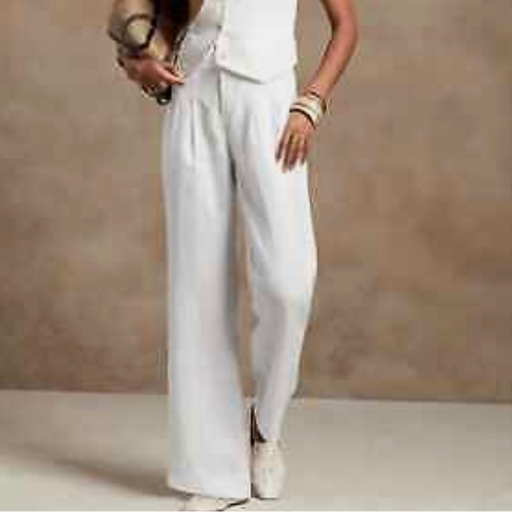 Banana Republic Castello Linen Pant NWT Size 4 White